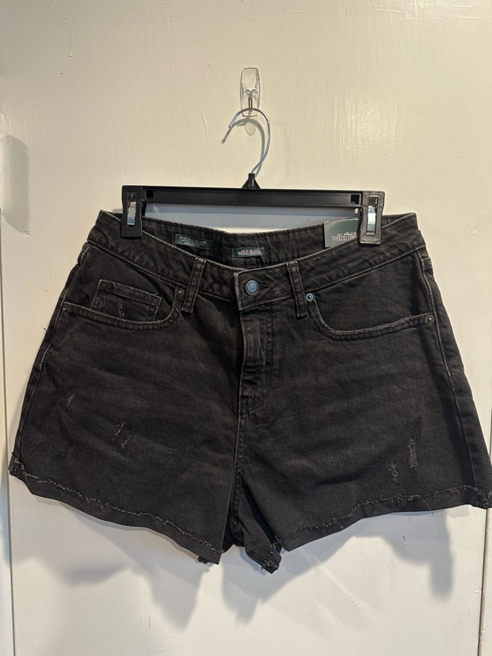 wild fable Black Distressed High-Rise Denim Shorts